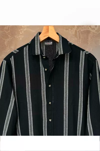 Chemise Homme Oversize en Lin à Col et Manches Longues d'Été