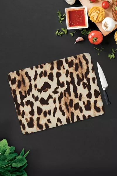 Motif Léopard | Planche à Découper en Verre - Planche de Coupe en Verre | cm X cm