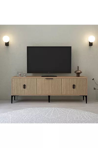 Neva TV Unit 3-Door Yunus - Basket TV Stand