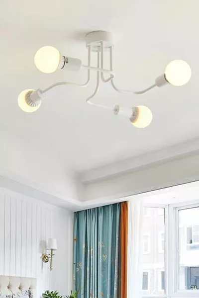 Бял полилей с 4 ръце тип скорпион с октопод за хол - кухня - спалня