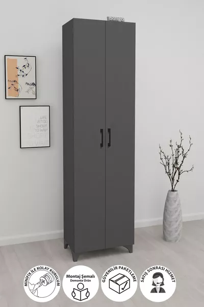 8-Shelf 2-Door Shoe Cabinet Cemre Anthracite