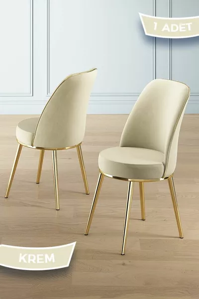 Pefa Series 1 Cream Kitchen Chair with Gold-Plated Metal Legs, 1st Class Babyface Fabric
