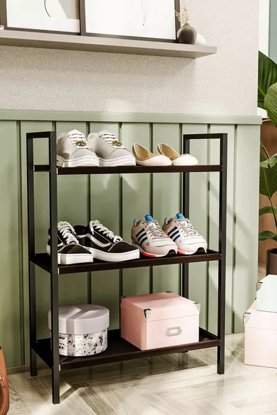 Shoe Rack Metal Shoe Rack Wooden Shoe Rack Decorative 3-Tier Fabric Multi-Purpose Furniture Shelf