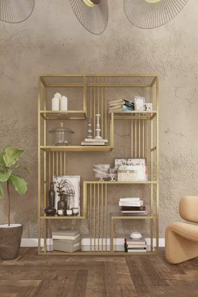 Inci Metal Design Златен рафт за книги