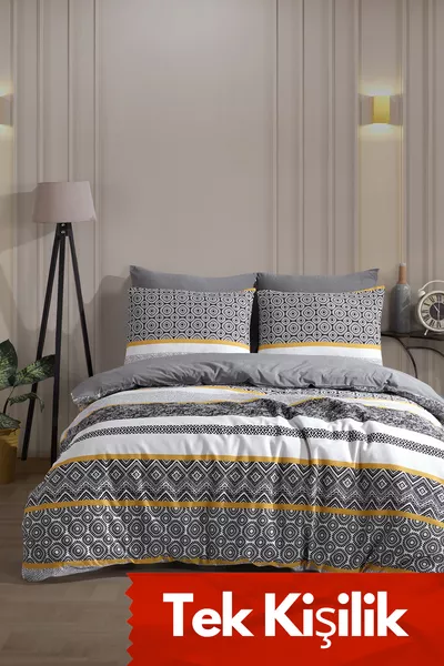 Единичен комплект спално бельо с чаршаф с ластик | Памук