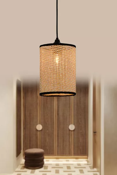 Modern Series Cylinder Pendant Rattan Chandelier