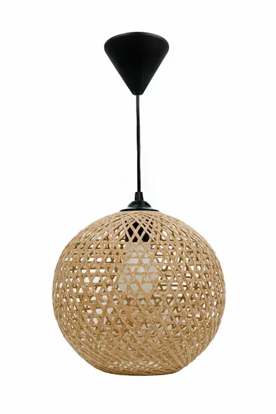 Single Pendant Light Fixture with Jute Brown Shade