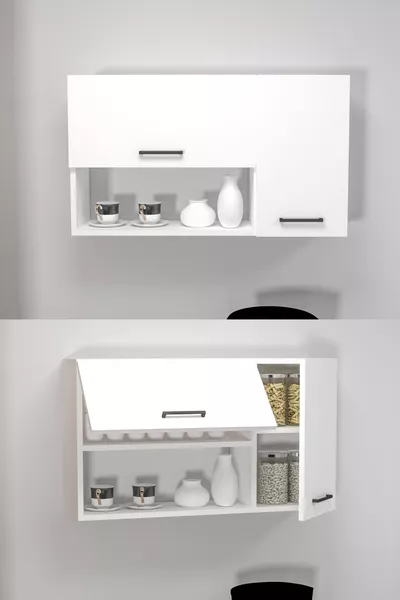 Armadio Multifunzione in Acacia – Armadio con Ante per Bagno e Cucina Bianco