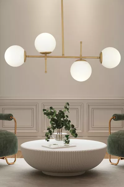 Günay 4-ка модерна износена кухненска маса, полилей за спалня и хол