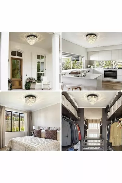 Retro Schwarzer Kristallstein Moderner Wohnzimmer Schlafzimmer Luxuriöser Deckenleuchter