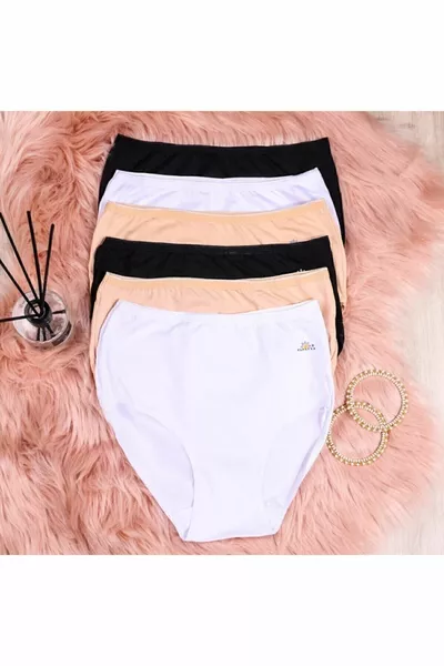  سروال داخلي نسائي عالي الخصر من المودال، 6 قطع