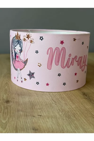 Pink Dress Girl and Moon Pattern Children's Room Digital Print Pendant Chandelier