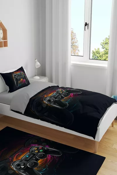 Геймър Играч 4 Дизайна Единичен Спален Комплект за Бебе и Дете