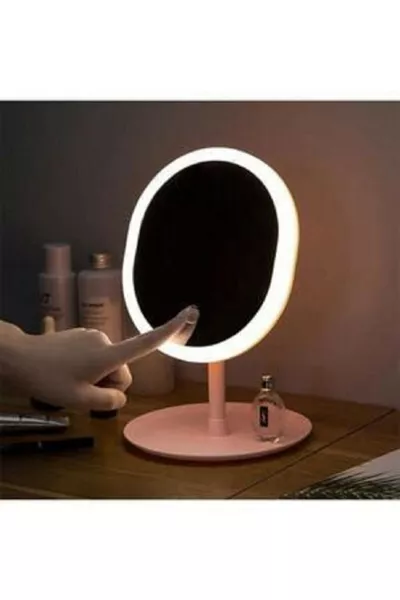 Touch LED Light USB Rechargeable Round Tabletop Makeup Mirror
