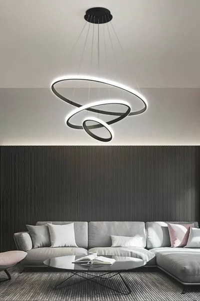 Алекс Модерен Дизайн Черна Полилей с 3 Крушки и Бяла LED Светлина