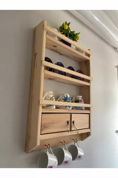 Декоративна дървена закачалка, декоративна полица