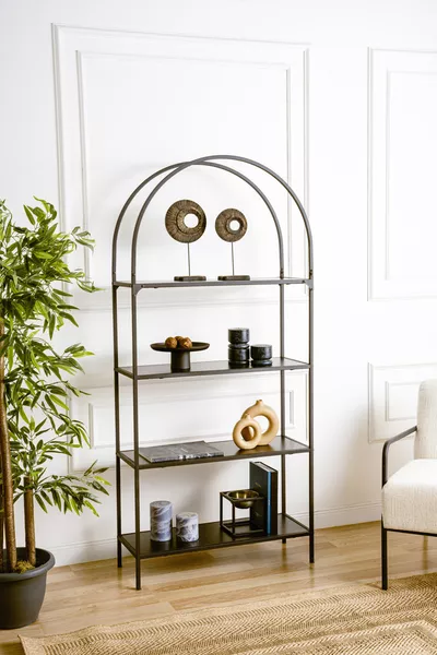 - Мона черен библиотечен декоративен рафт, кухненски рафт от ПДЧ в черно