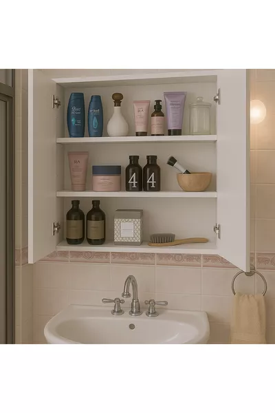 Spiegelende Badkamerkast 2-Deurs Hangkast Badkamer Handdoekenkast Spiegelkast Badkamerplank