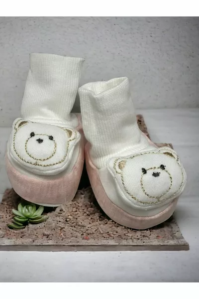 Бархатные детские пинетки замшевый медведь с принтом,Детские пинетки