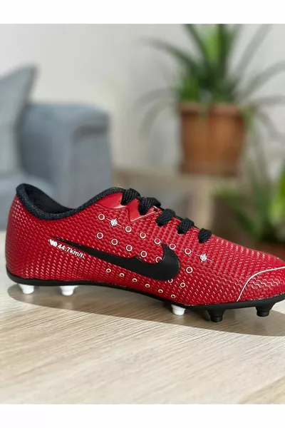 الأولاد والعتاد الدانتيل متابعة كرة القدم Astroturf الأحذية بورجوندي