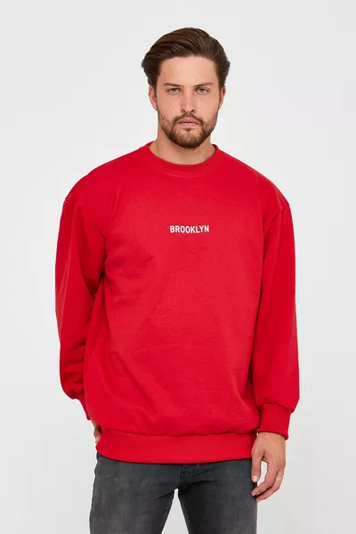 أحمر بروكلين مطبوع عرق مفرط