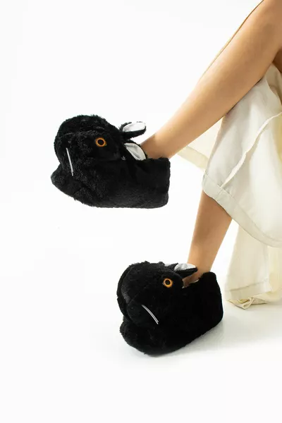 نموذج الأرنب عدم الانزلاق الوحيد عارضة ومريحة الشتاء الاطفال البندوف منزل النعال