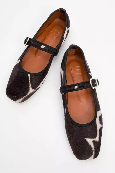 CRUZE أسود منقوشة باليه نسائية مسطحة