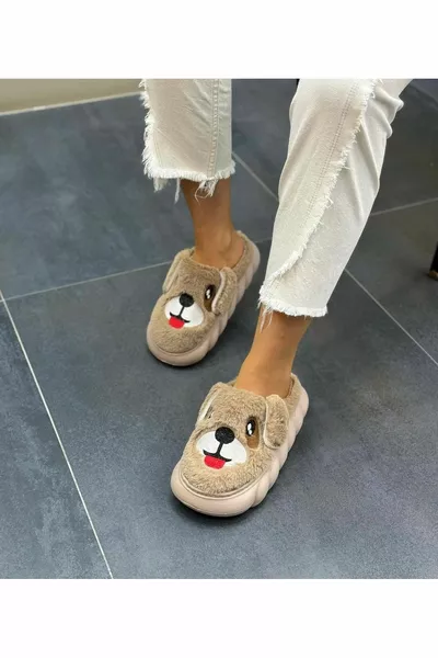 Pantoufles de maison à semelle épaisse en peluche