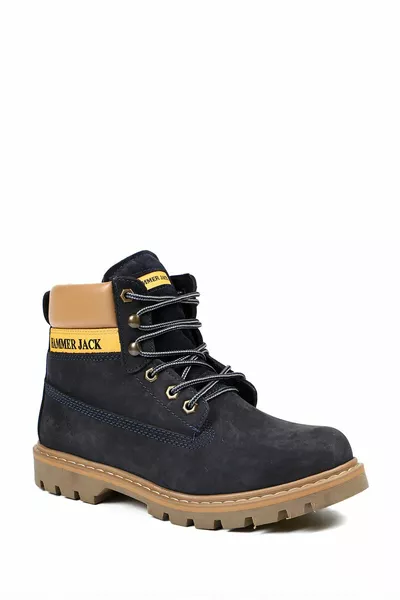 Echt lederen marineblauwe nubuck herenlaarzen