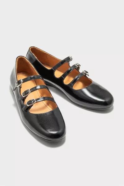 Ballerine da donna in pelle nera