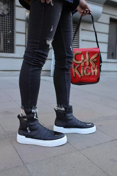 MJOLİ Herrenstiefel mit Reißverschluss ohne Schnürsenkel und detailliertem Design SCHWARZ - CHE