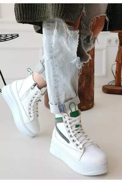 Ботинки на шнуровке Pone White Skin Green