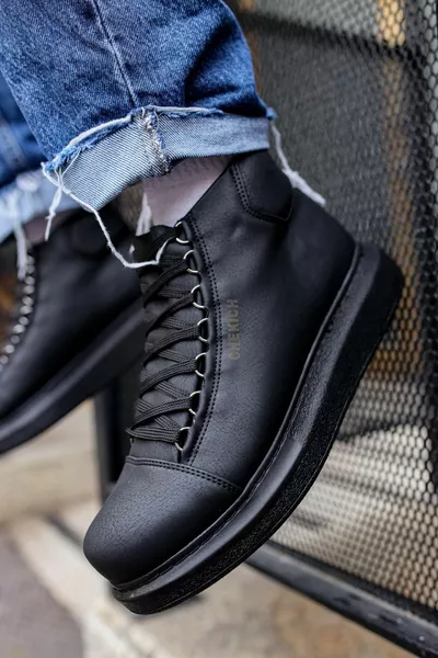  Roma Lace-Up Orthopedische Zool Casual Skin Heren Sport Postal Boots CST Zwart