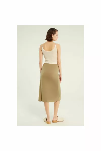 Straight Cut Midi Skirt with Tie Detail
