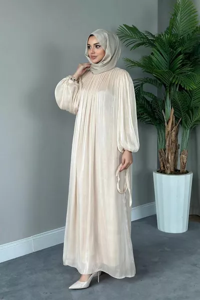 كم بالون بريق مساء اللباس البيج