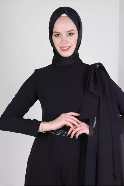 CHIFFON-ABENDKLEIDER MIT STEINSTICKEREI 