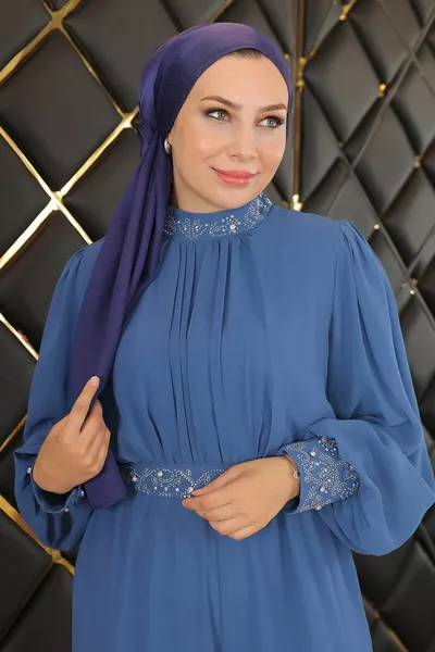 Шифоновый комбинезон с деталями Stone Вечернее платье Синий 