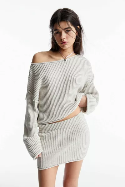 Mini-jupe en maille côtelée