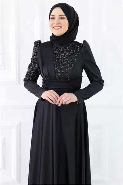 ЖЕНСКОЕ ВЕЧЕРНЕЕ ПЛАТЬЕ BLACK STONE С ДЕТАЛЯМИ T 