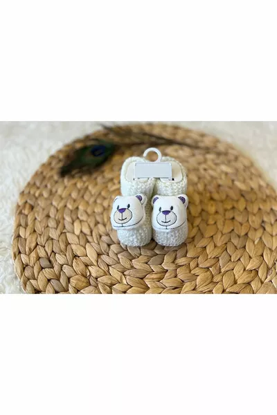 2 pezzi orsacchiotto blu ecru neonata ragazzo maglieria stivaletti