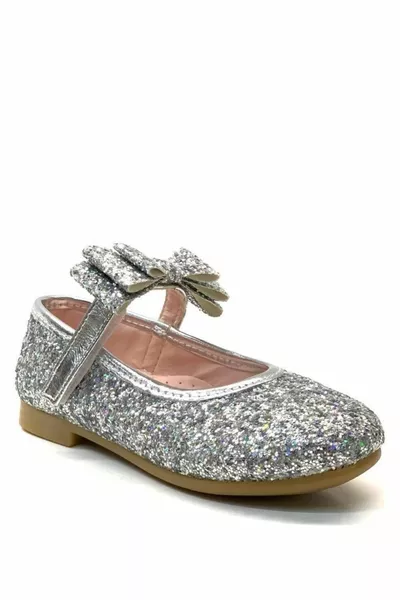 -1 عظام الفتيات الفضة بريق الفيلكرو الباليه الشقق