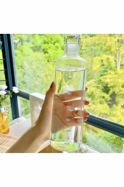 Healthy Glass Water Bottle ml Motivational Leakproof Flask Drinker Borosilicate Glass