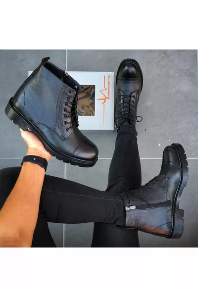 Echtes Leder Schwarz Herren Casual Postal