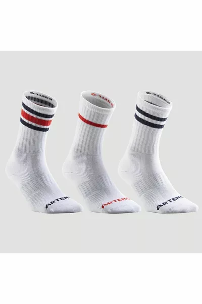 Чорапи за тенис - къса раковина - 3 чифта - бели -  рупии