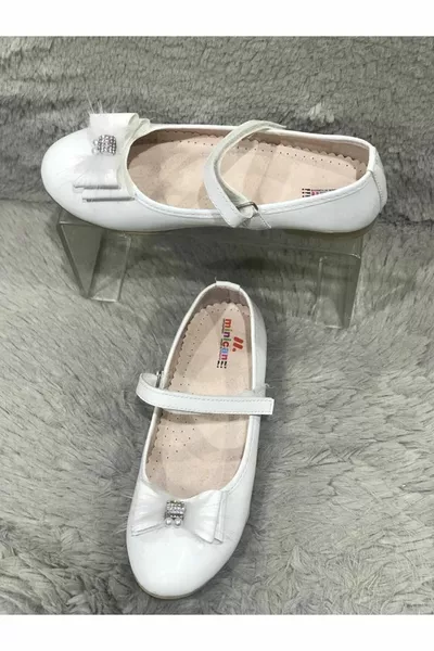 White Outer Material Patent Leather Orthopedic And Non-Slip Sole Children's Ballet Flats