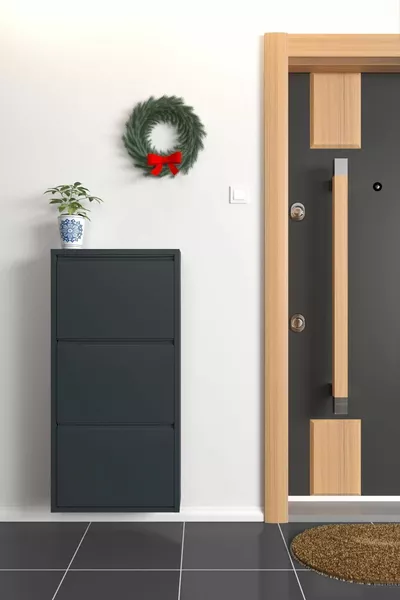 Triple Metal Shoe Rack Anthracite