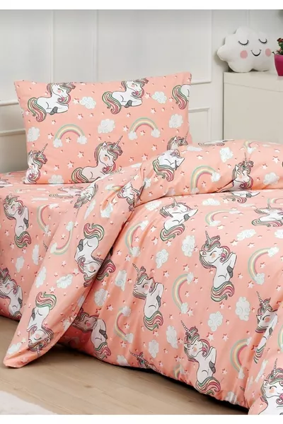 Set di Biancheria da Letto Singolo per Bambina con Lenzuolo Elastico in Cotone Unicorn (Fitted)