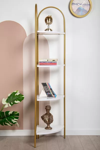 ARTEMIS MOBILIER MÉTAL DÉCORATIF OR BIBLIOTHÈQUE 4 NIVEAUX