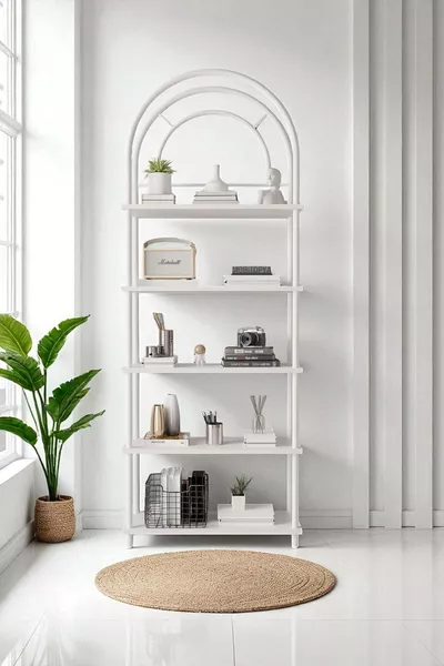 Çevir Kur Witte Boheemse Boekenkast | Multifunctioneel, 5 Planken, Decoratieve Kast Cm