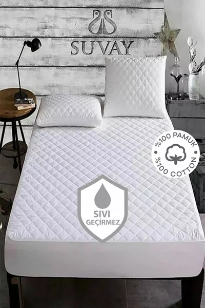 Protège-matelas en coton matelassé imperméable pour lit simple et double, avec drap-housse matelassé
